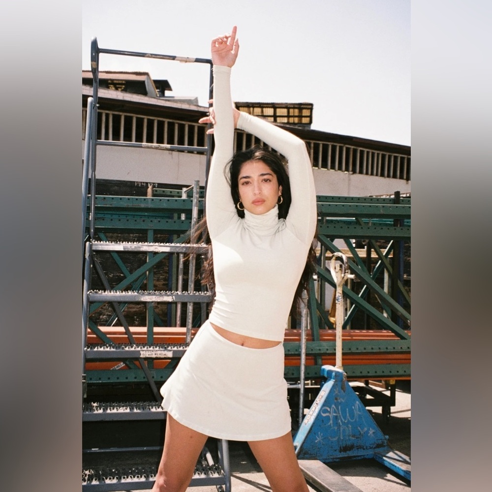 los angeles apparel turtleneck - S soft off white - cotton spandex blend